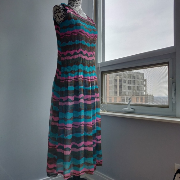 Maxi Long Sun dress in Multi colour Stripe Pattern - Picture 1 of 7